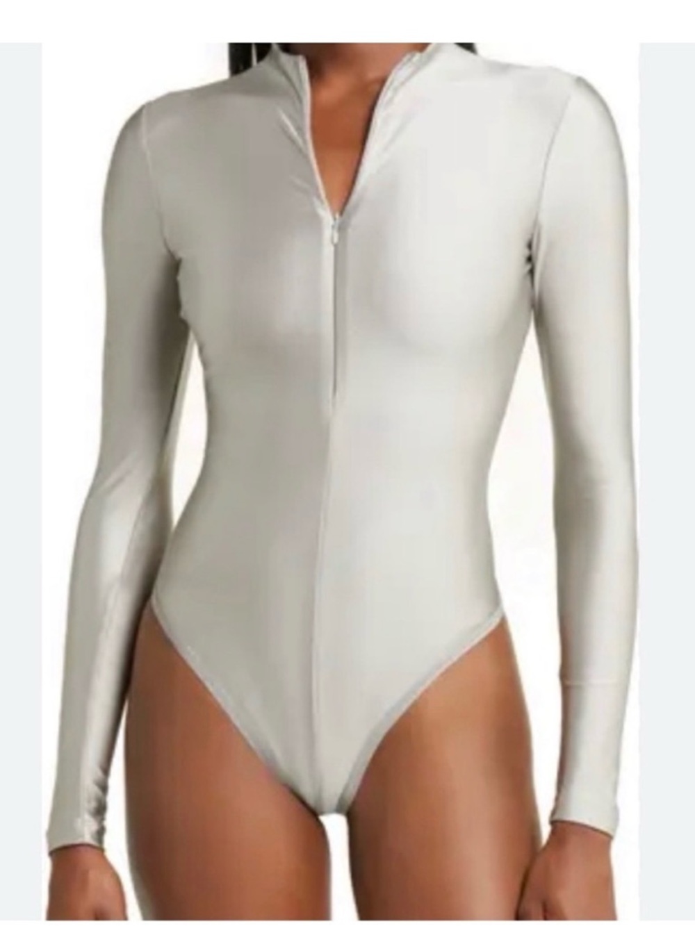 SKIMS thong front zipper shine bodysuit XL